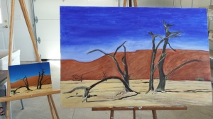Namibian desert scene, acrylic